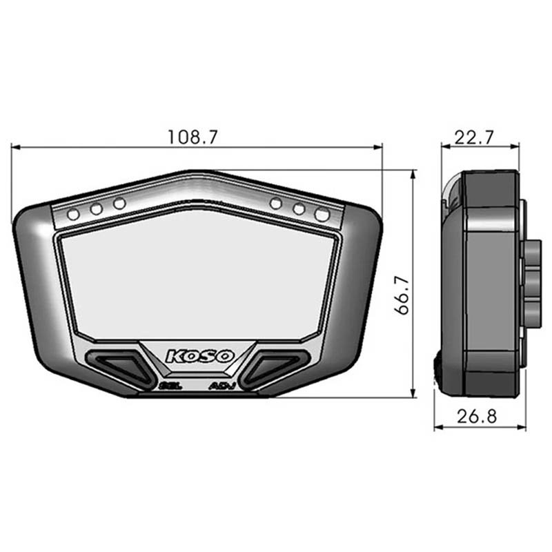 Koso Multifunktionsmtare (DB-02) Off-Road